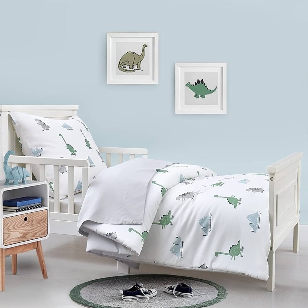 Hello Spud Dinosaur Toddler 4 Piece Bedding Set NEW Organic‎ Cotton MSRP $120